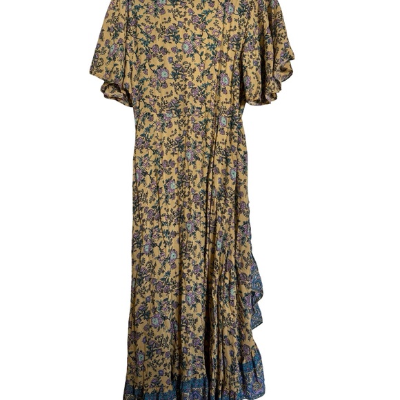 Dahlia Print Bohemian Floral Wrap Dress by Aura - small - Picture 6 of 10